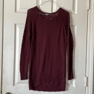 Charlotte Russe deep purple red crew neck tunic ribbed knit oversized sweater S
